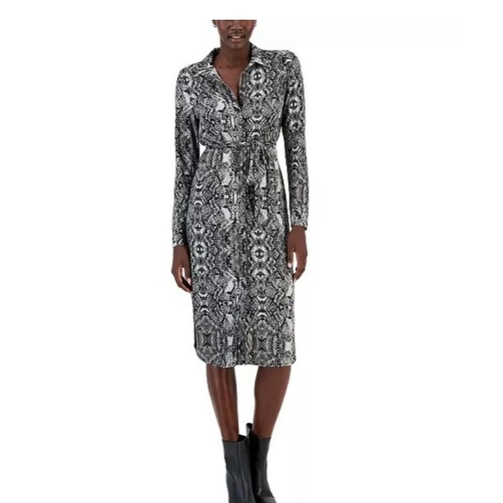 INC International Concepts Black and White Snakeskin Dress